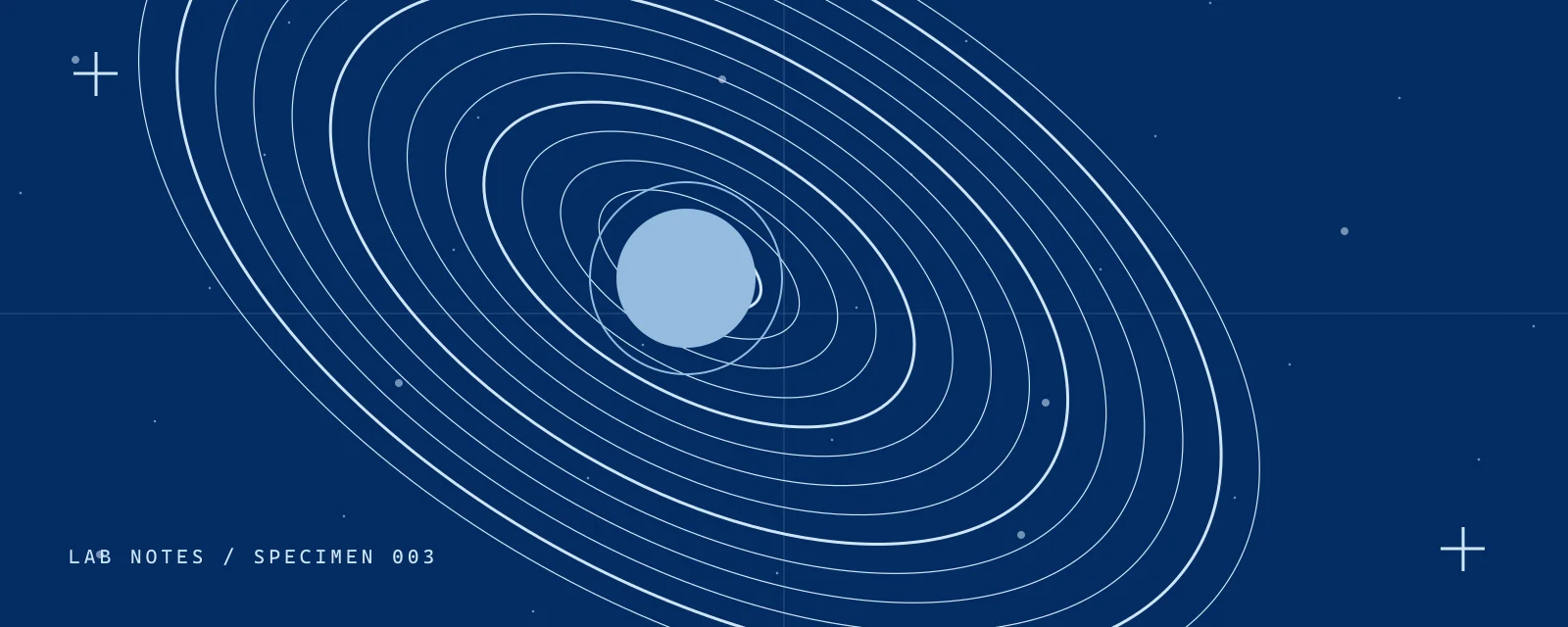 Abstract orbital curves and a bright circular marker, specimen 3